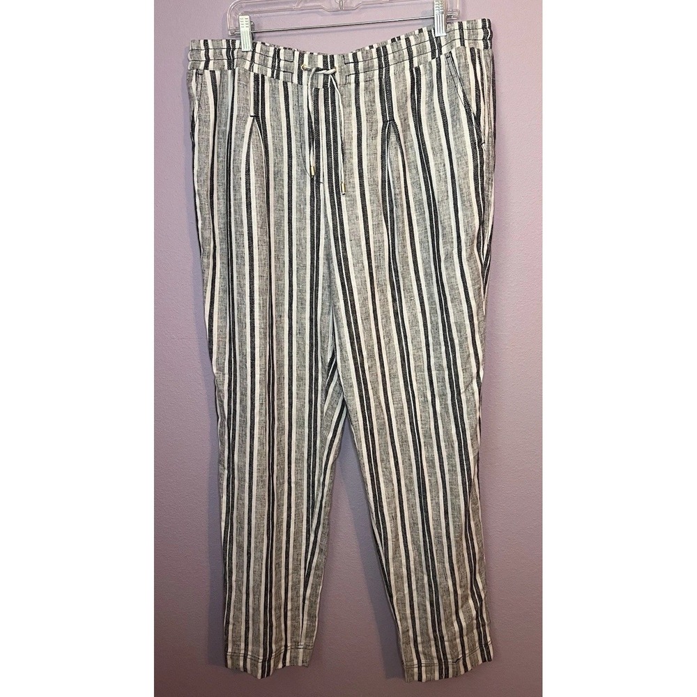 Jones New York Black Gray White Linen Pants Size 16